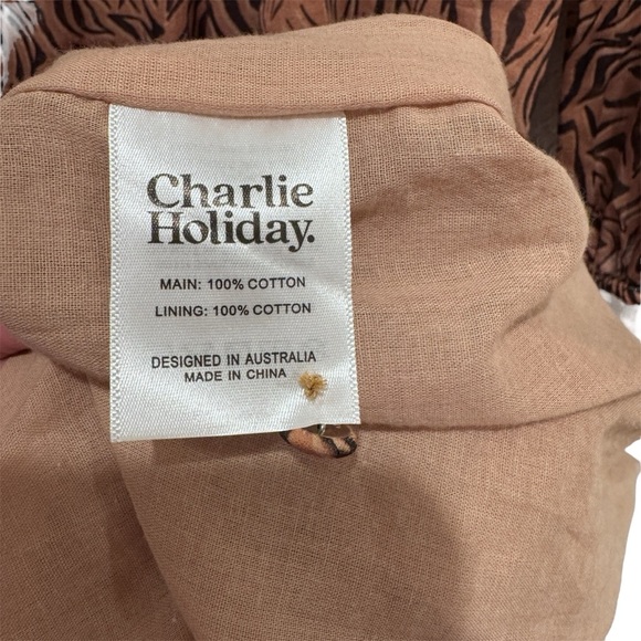 NWT Anthropologie Charlie Holiday Whitney Maxi Dress Cotton Animal Print Brown M - Picture 15 of 16